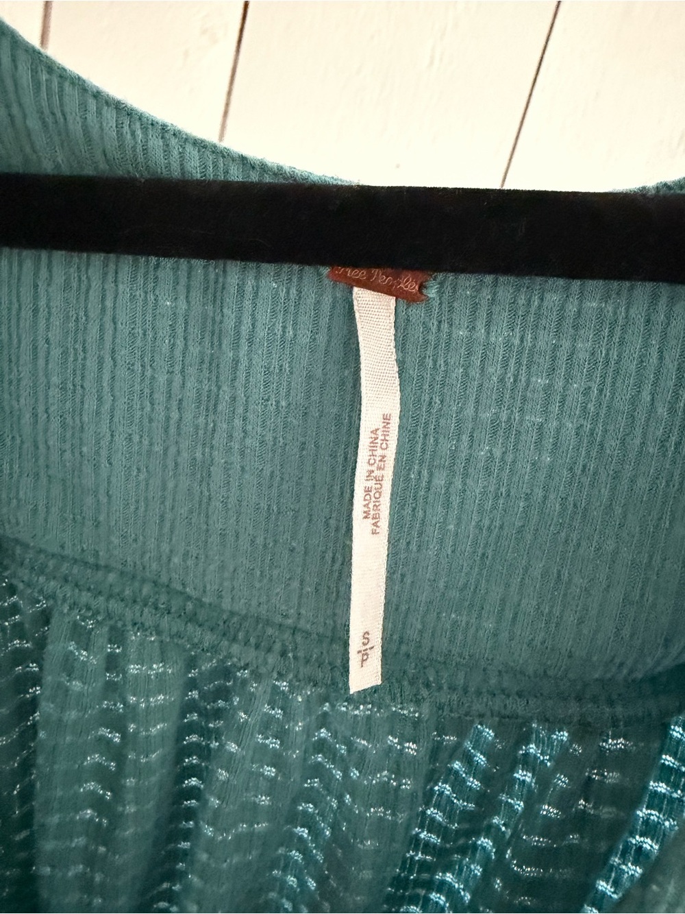 Free People Teal Ribbed V-Neck Tie-Waist Tank - Picture 3 of 3